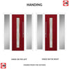 Uracco 1 Urban Style Composite Front Door Set with Double Side Screen - Linear Glass - Shown in Red