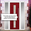 Uracco 1 Urban Style Composite Front Door Set with Double Side Screen - Linear Glass - Shown in Red