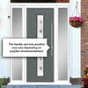 Uracco 1 Urban Style Composite Front Door Set with Double Side Screen - Central Tahoe Black Glass - Shown in Mouse Grey