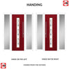 Uracco 1 Urban Style Composite Front Door Set with Double Side Screen - Central Tahoe Blue Glass - Shown in Red