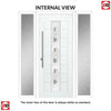 Uracco 1 Urban Style Composite Front Door Set with Double Side Screen - Central Tahoe Blue Glass - Shown in Red