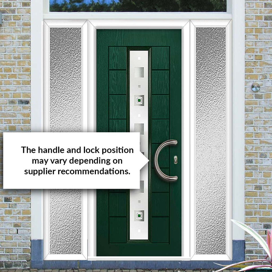 Uracco 1 Urban Style Composite Front Door Set with Double Side Screen - Central Tahoe Green Glass - Shown in Green