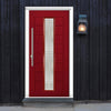 Uracco 1 Urban Style Composite Front Door Set with Linear Glass - Shown in Red