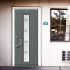 Uracco 1 Urban Style Composite Front Door Set with Sandblast Ellie Glass - Shown in Mouse Grey