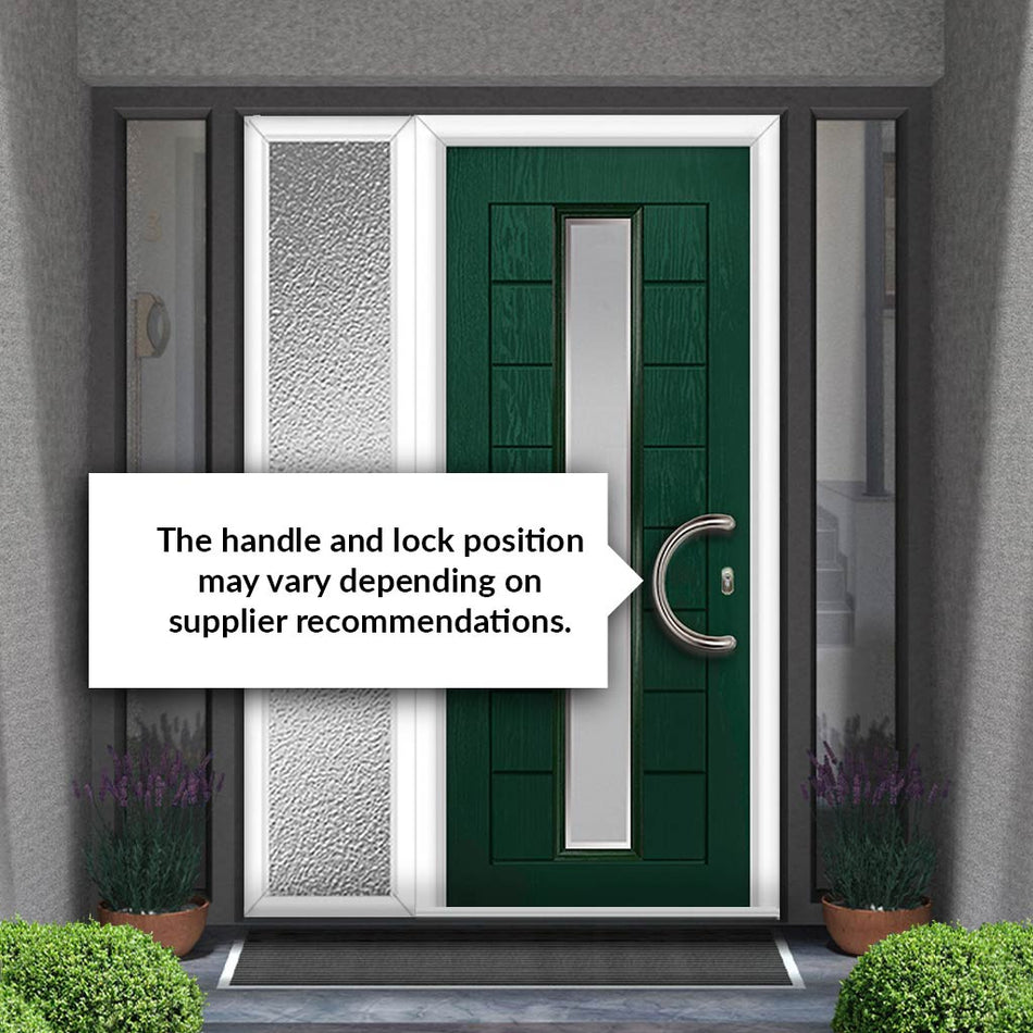 Uracco 1 Urban Style Composite Front Door Set with Single Side Screen - Ice Edge Glass - Shown in Green