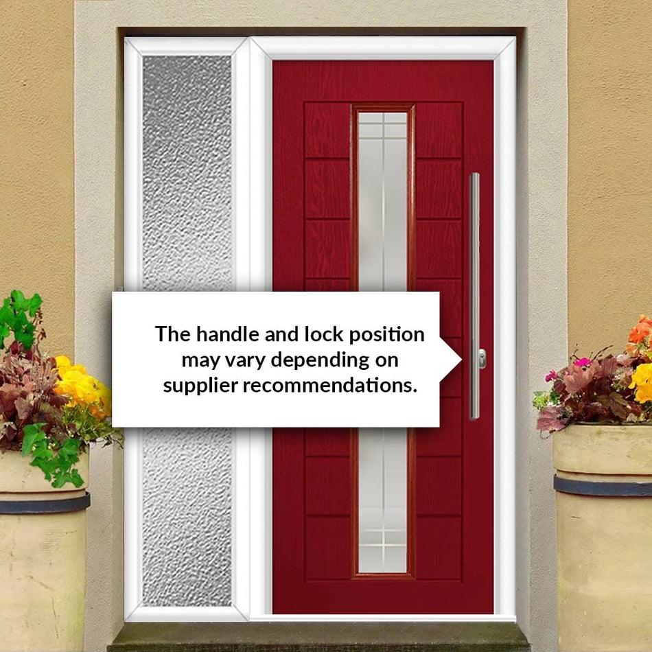 Uracco 1 Urban Style Composite Front Door Set with Single Side Screen - Linear Glass - Shown in Red