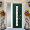 Uracco 1 Urban Style Composite Front Door Set with Single Side Screen - Central Tahoe Green Glass - Shown in Green