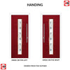 Uracco 1 Urban Style Composite Front Door Set with Central Tahoe Blue Glass - Shown in Red