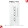 Uracco 1 Urban Style Composite Front Door Set with Central Tahoe Blue Glass - Shown in Red