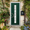 Uracco 1 Urban Style Composite Front Door Set with Central Tahoe Green Glass - Shown in Green