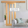 Single Sliding Door & Wall Track - Utah 3 Pane Oak Door - Frosted Glass - Unfinished