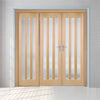 ThruEasi Room Divider - Utah 3 Pane Oak Frosted Glass Unfinished Double Doors with Single Side