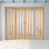 ThruEasi Room Divider - Utah 3 Pane Oak Frosted Glass Unfinished Double Doors with Double Sides