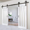 Double Sliding Door & Track - Utah 3 Pane Doors - Clear Glass - White Primed