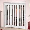 Three Sliding Doors and Frame Kit - Utah 3 Pane Door - Clear Glass - White Primed