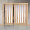 Three Sliding Doors and Frame Kit - Utah 3 Pane Oak Door - Frosted Glass - Prefinished