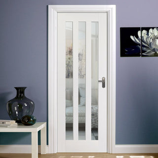Image: Utah 3 Panel Door - Clear Glass - White Primed