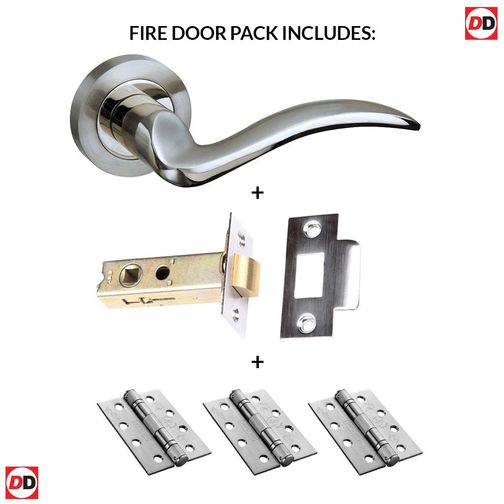 Valencia Mediterranean Fire Lever On Rose - Satin Nickel Handle Pack