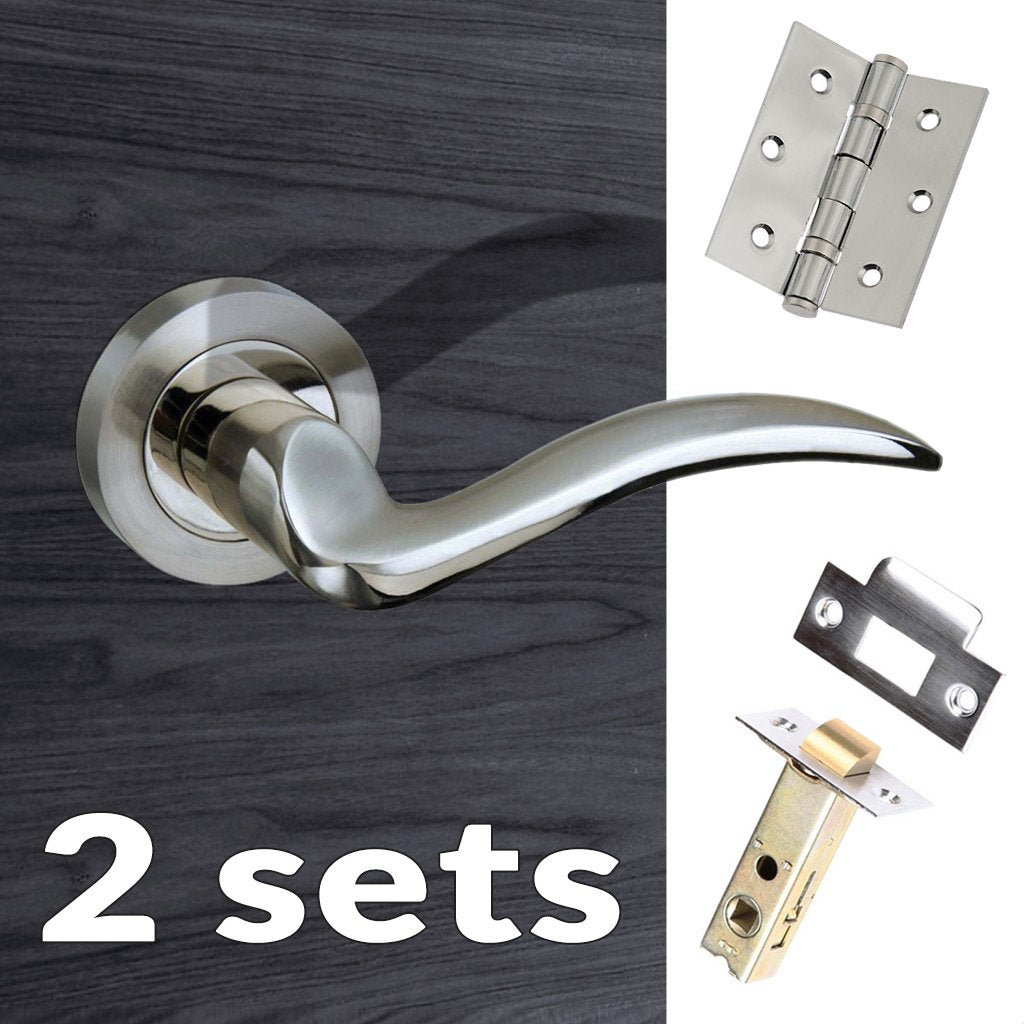 Two Pack Valencia Mediterranean Lever On Rose - Satin Nickel Handle