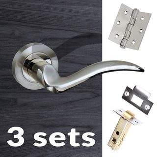 Image: Three Pack Valencia Mediterranean Lever On Rose - Satin Nickel Handle