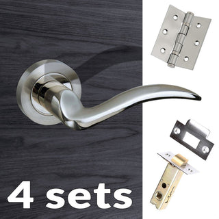 Image: Four Pack Valencia Mediterranean Lever On Rose - Satin Nickel Handle