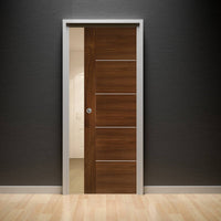 Valencia Walnut Evokit Pocket Fire Door - 1/2 Hour Fire Rated - Prefinished