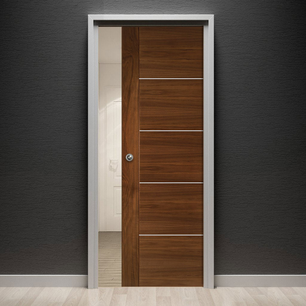 Valencia Walnut Single Evokit Pocket Door - Prefinished