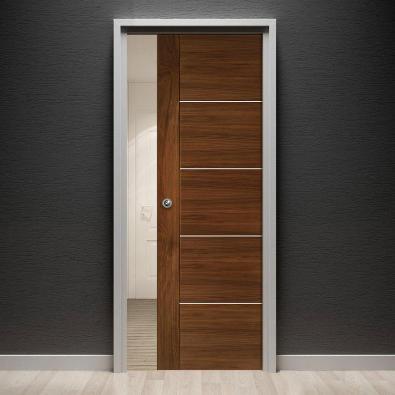 Valencia Walnut Single Evokit Pocket Door - Prefinished