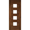 Double Sliding Door & Wall Track - Valencia Glazed Walnut Door - Prefinished