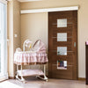 Single Sliding Door & Wall Track - Valencia Glazed Walnut Door - Prefinished