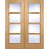 Vancouver Oak 4 Pane Door Pair - Clear Glass - Prefinished