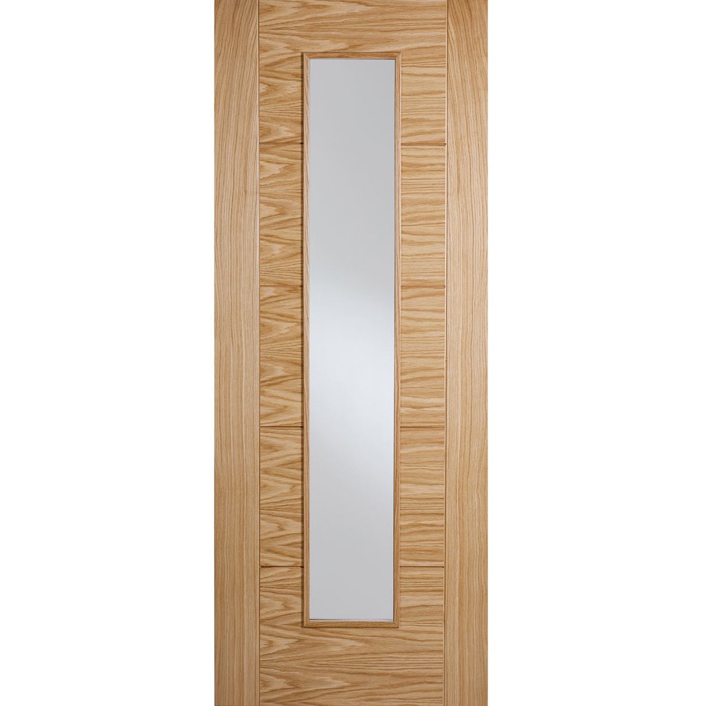 Vancouver Long Light Oak Fire Door - Clear Glass - 1/2 Hour Fire Rated - Prefinished