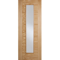 Vancouver Long Light Oak Fire Door - Clear Glass - 1/2 Hour Fire Rated - Prefinished