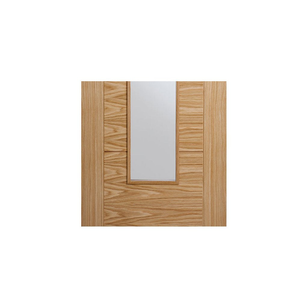 Vancouver Long Light Oak Fire Door - Clear Glass - 1/2 Hour Fire Rated - Prefinished