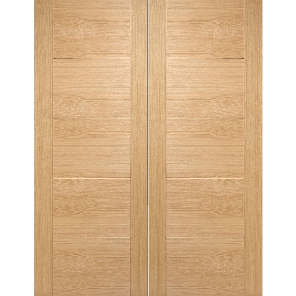 Vancouver Oak 5 Panel Flush Door Pair - Prefinished
