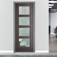 Contemporary grey glazed interior door