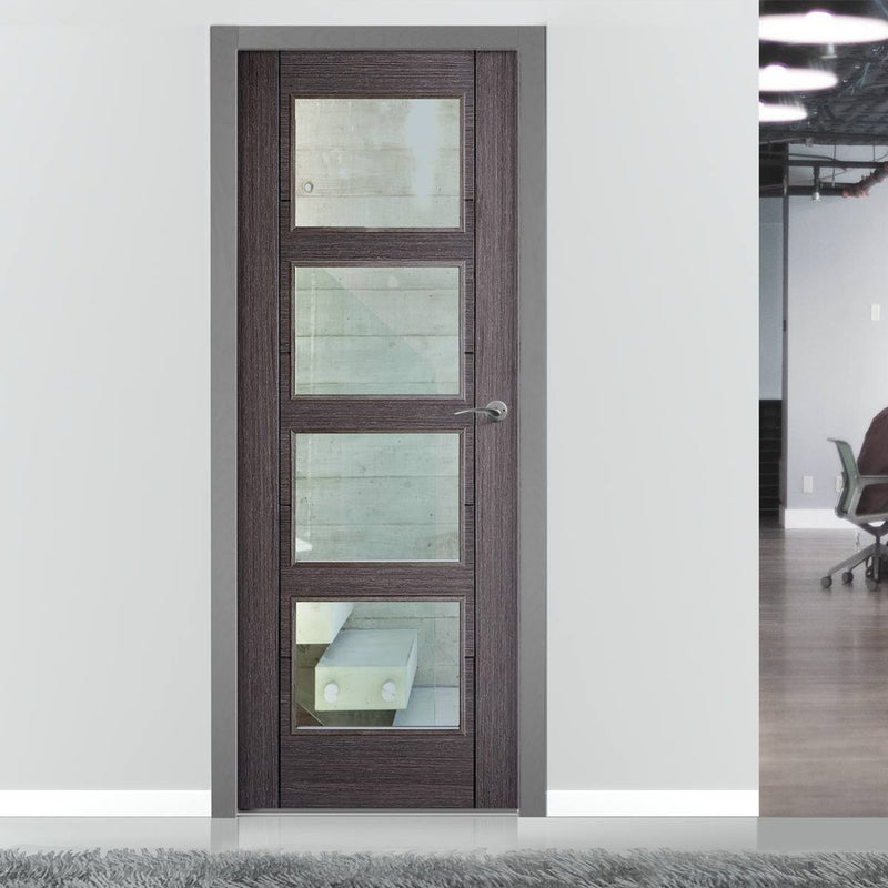 Contemporary grey glazed interior door