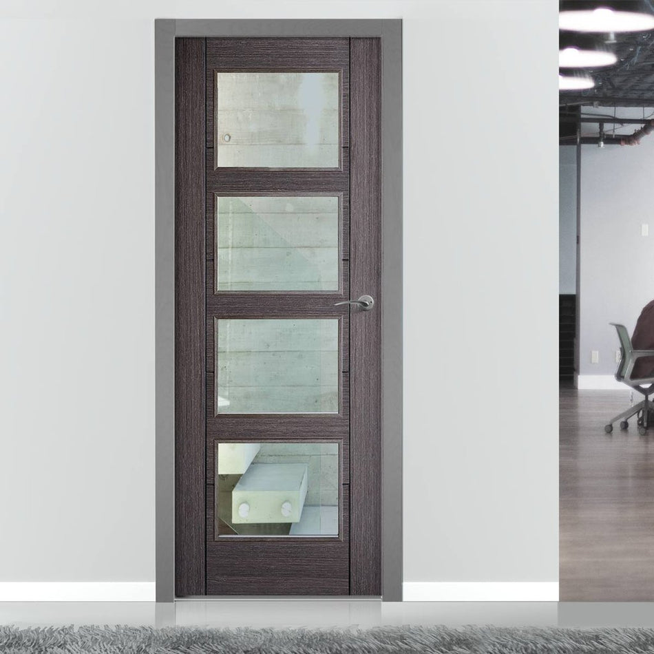 Contemporary grey glazed interior door