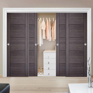 Image: Bespoke Vancouver Ash Grey Door - 4 Door Wardrobe and Frame Kit - Prefinished