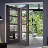 Two Folding Doors & Frame Kit - Vancouver 4 Pane Ash Grey 2+0 - Clear Glass - Prefinished