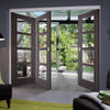 Three Folding Doors & Frame Kit - Vancouver 4 Pane Ash Grey 2+1 - Clear Glass - Prefinished
