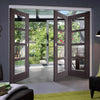 Three Folding Doors & Frame Kit - Vancouver 4 Pane Ash Grey 2+1 - Clear Glass - Prefinished