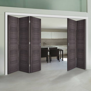 Image: Five Folding Doors & Frame Kit - Vancouver Flush Ash Grey 3+2 - Prefinished