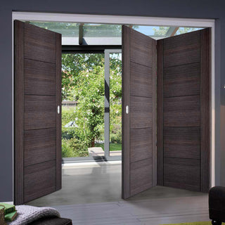 Image: Three Folding Doors & Frame Kit - Vancouver Flush Ash Grey 2+1 - Prefinished