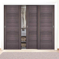Three Sliding Wardrobe Doors & Frame Kit - Vancouver Flush Ash Grey Door - Prefinished