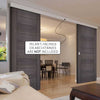 Double Sliding Door & Wall Track - Vancouver Flush Ash Grey Doors - Prefinished