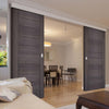 Double Sliding Door & Wall Track - Vancouver Flush Ash Grey Doors - Prefinished