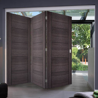 Image: Three Folding Doors & Frame Kit - Vancouver Flush Ash Grey 3+0 - Prefinished
