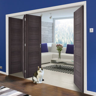 Image: Four Folding Doors & Frame Kit - Vancouver Flush Ash Grey 3+1 - Prefinished