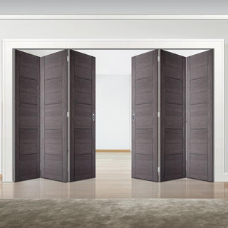 Image: Six Folding Doors & Frame Kit - Vancouver Flush Ash Grey 3+3 - Prefinished